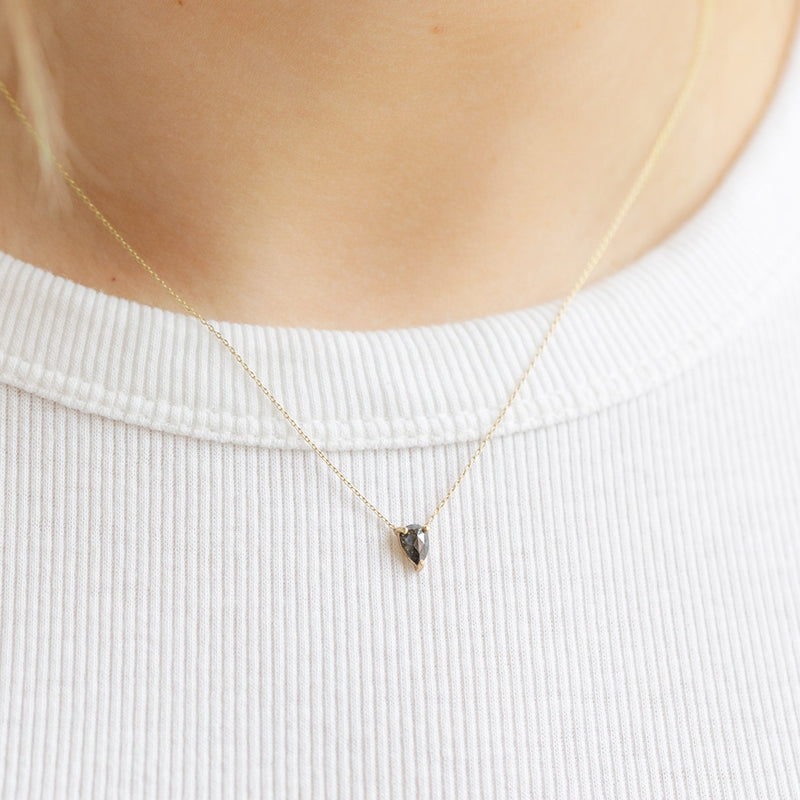 The Galaxy Salt and Pepper Diamond Drop Necklace | 10K Yellow Gold