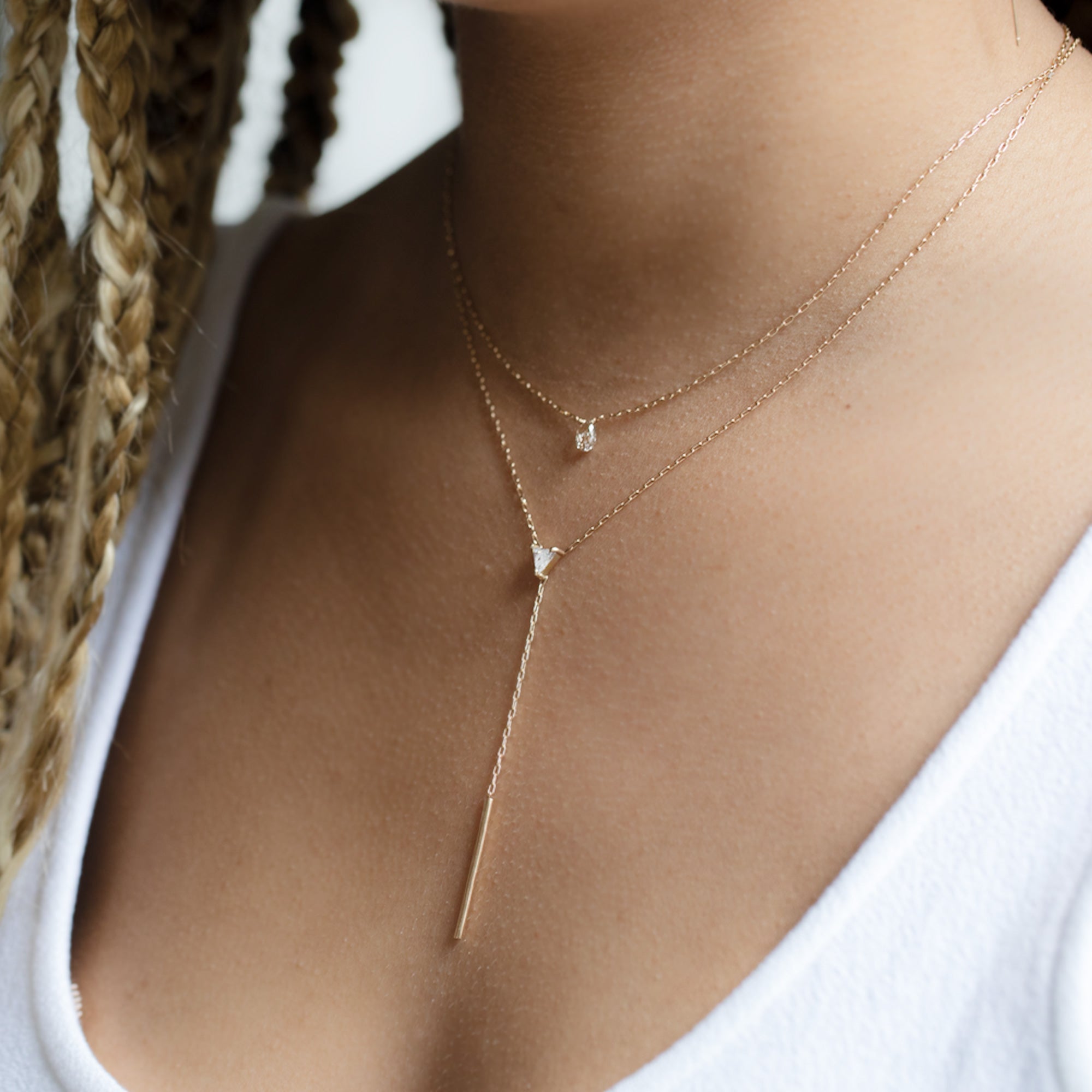 One of a Kind Diamond Lariat Necklace | 10K Gold