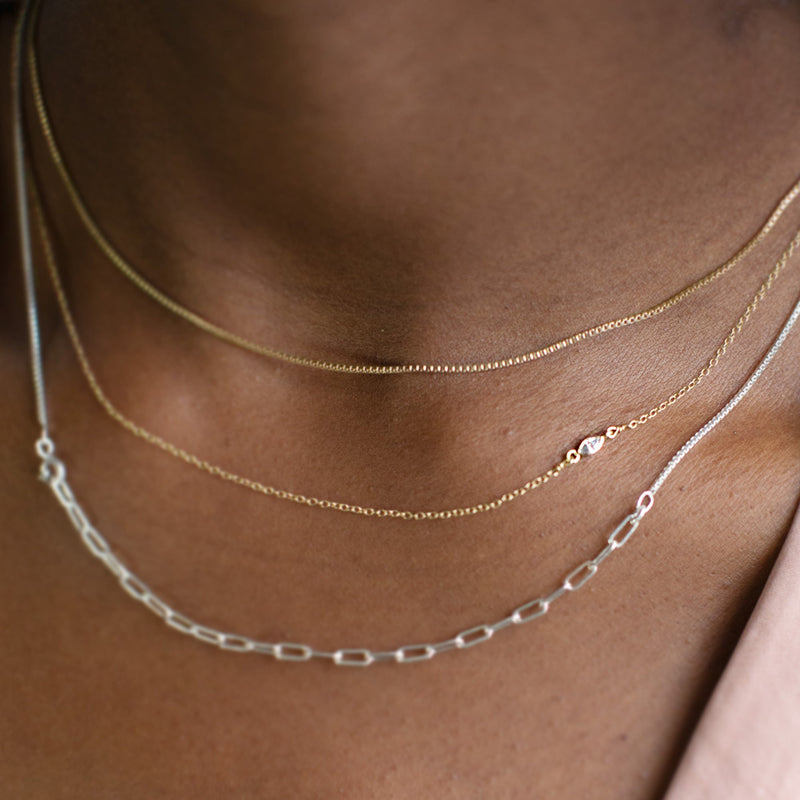 The Asymmetrical White Diamond Eye Necklace | 10K Yellow Gold