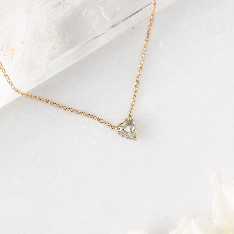 The White Sapphire Gemstone Heart Necklace | 10K Yellow Gold