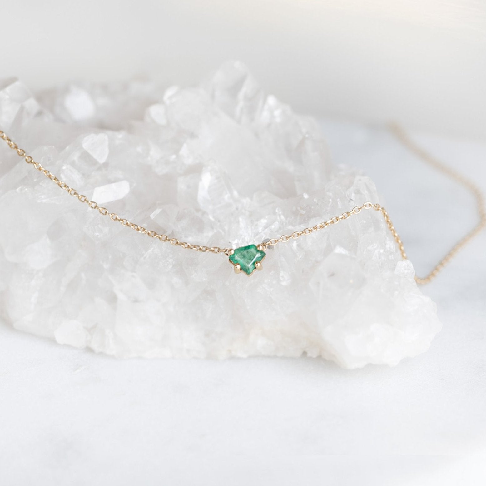 The Geometric Emerald Necklace | 10K Yellow Gold