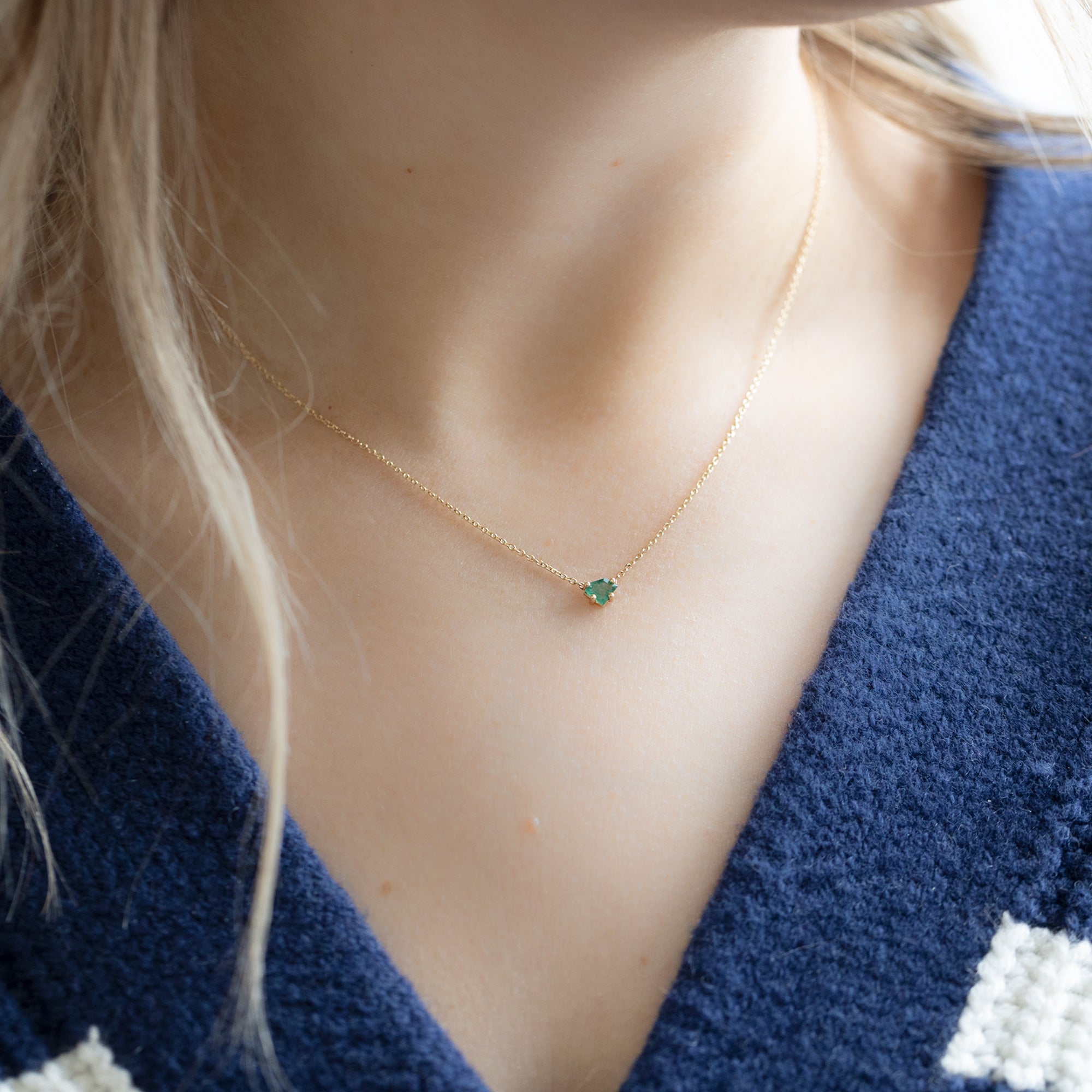 The Geometric Emerald Necklace | 10K Yellow Gold