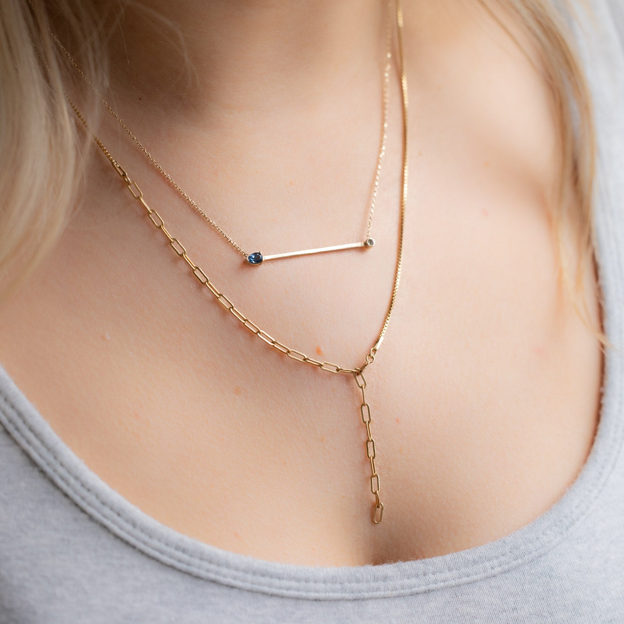 The Montana Sapphire Horizon Necklace | 10K Yellow Gold