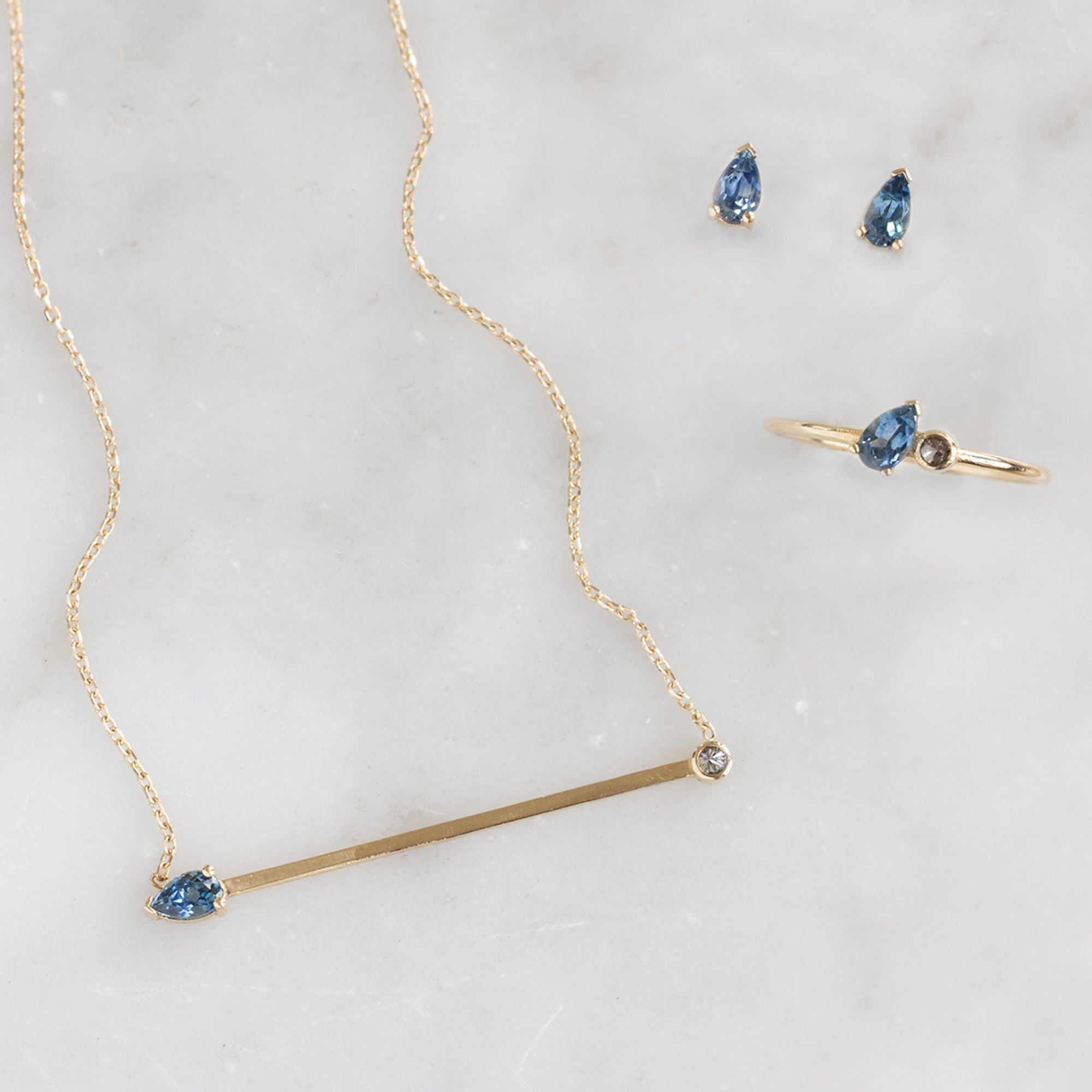 The Montana Sapphire Horizon Necklace | 10K Yellow Gold