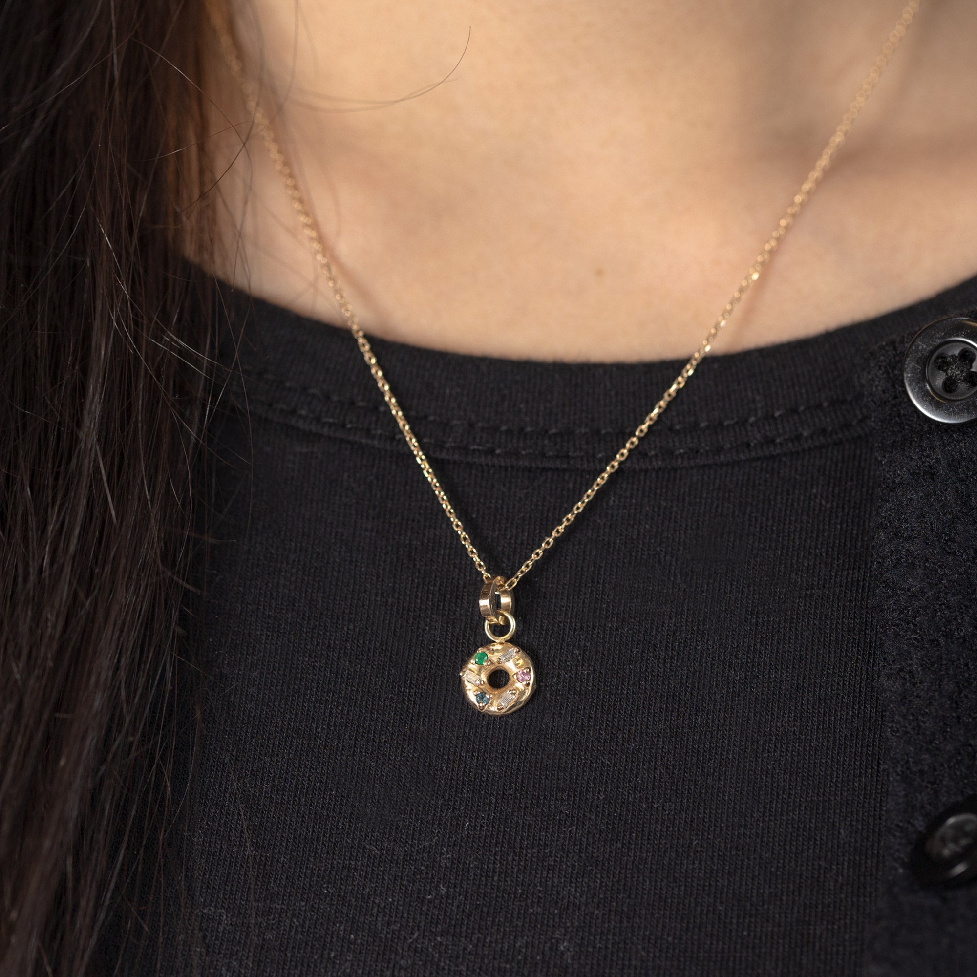 The Diamond-Cut Cable Chain Charm Necklace | 10K Yellow Gold