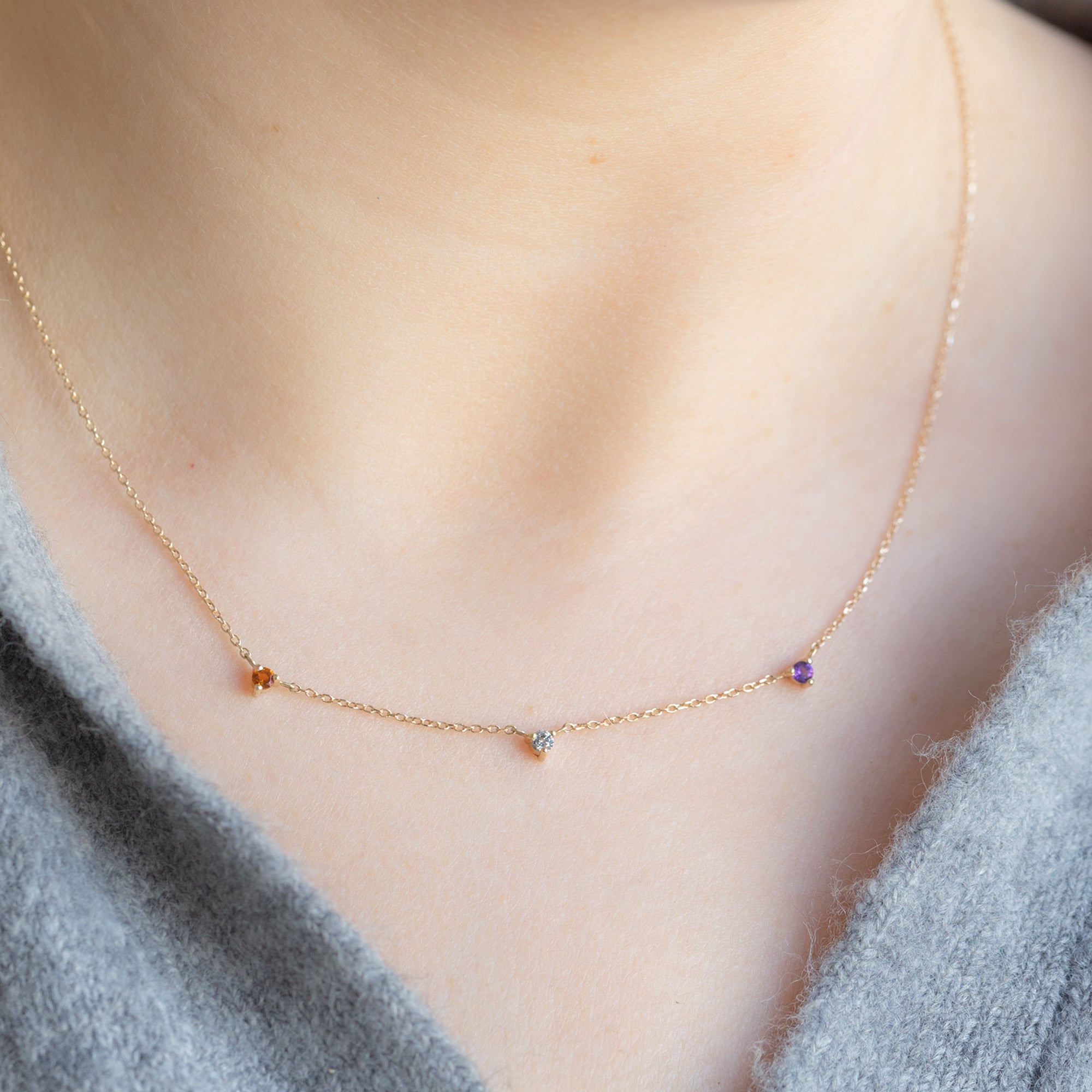 The Custom Multi-Birthstone Necklace | 3 Stones