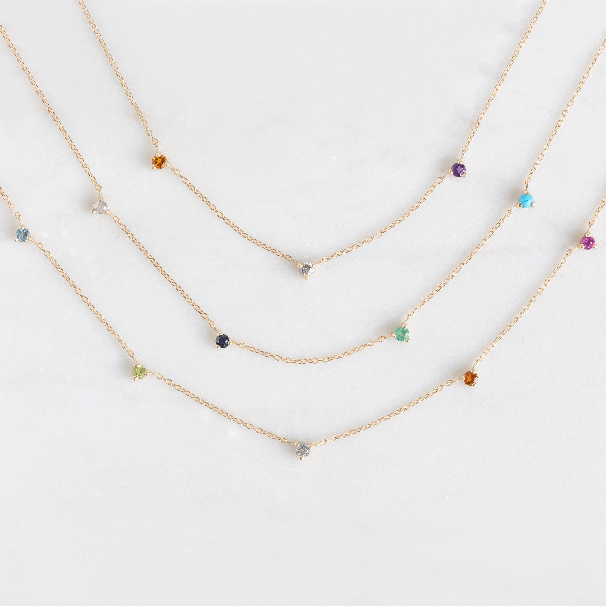 The Custom Multi-Birthstone Necklace | 3 Stones