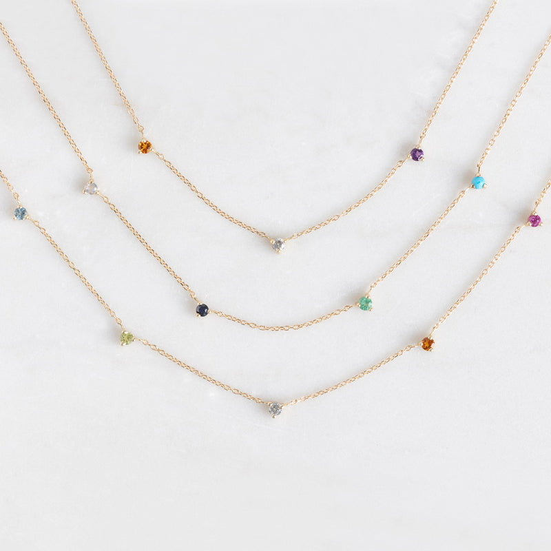 The Custom Multi-Birthstone Necklace | 3 Stones