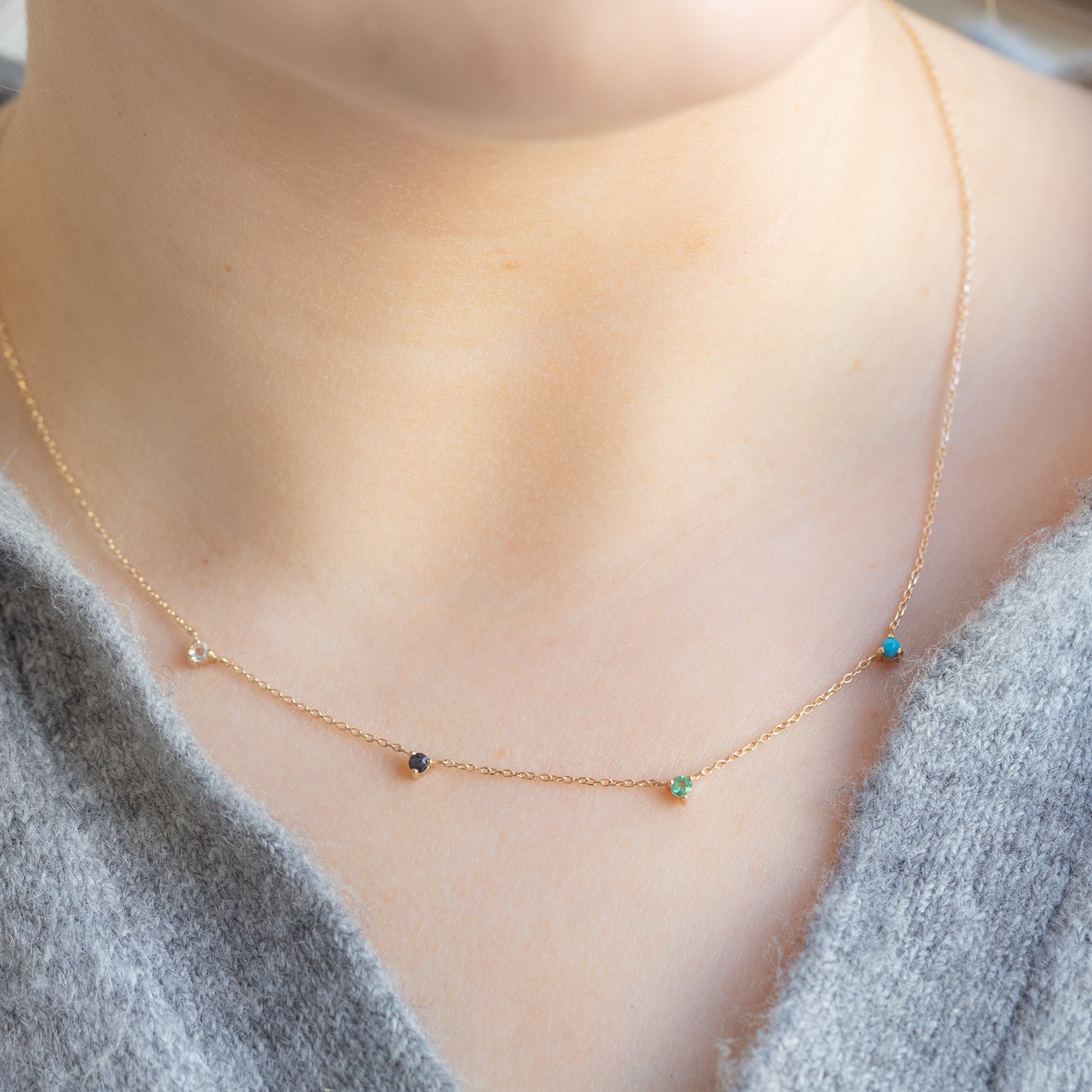 The Custom Multi-Birthstone Necklace | 4 Stones