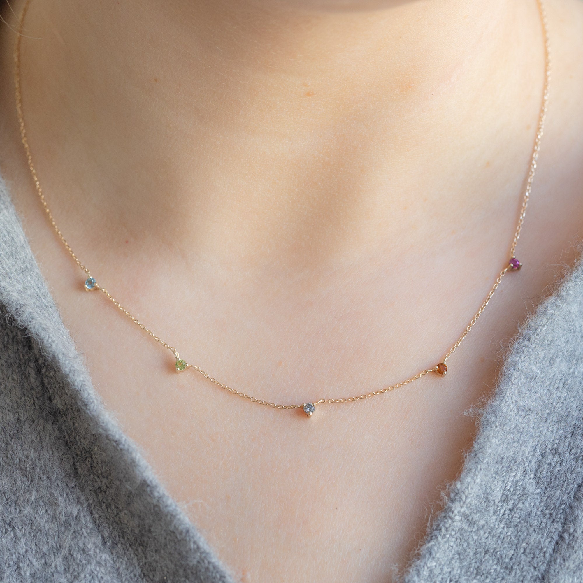 The Custom Multi-Birthstone Necklace | 5 Stones