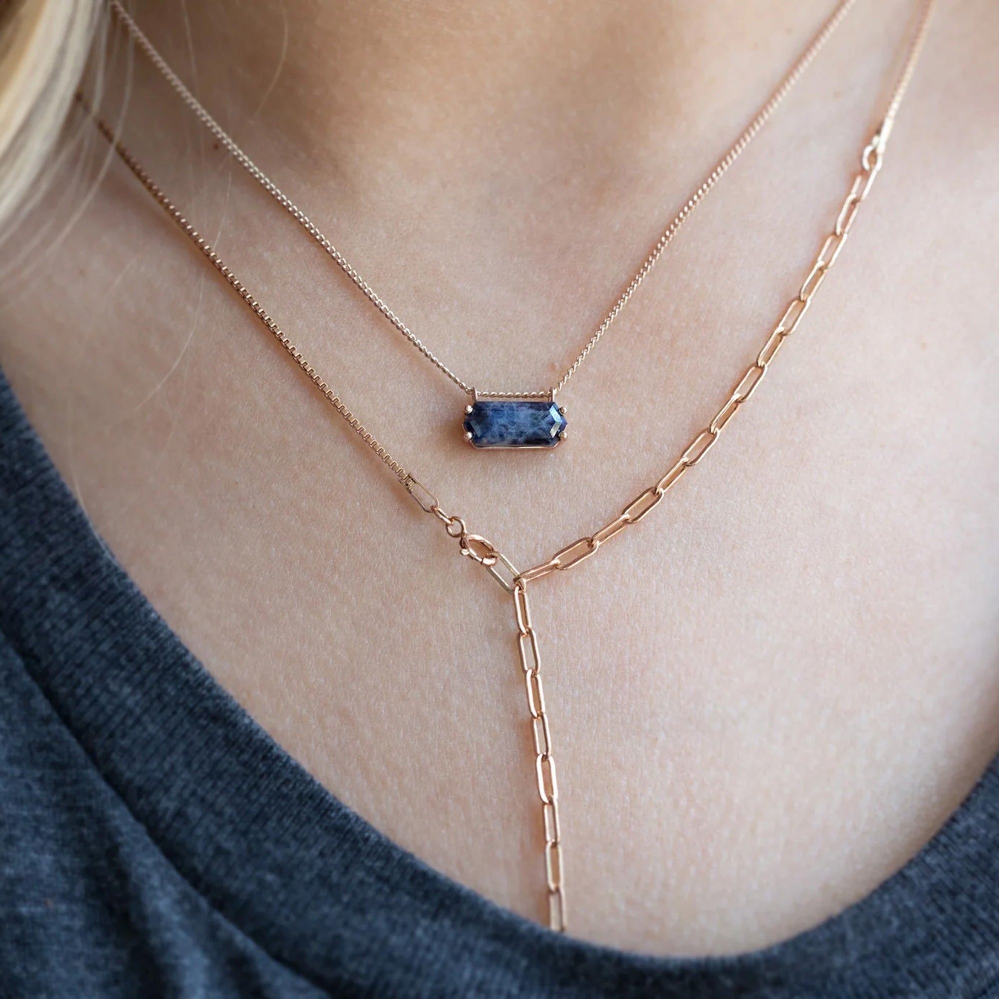 buy:the-raw-sapphire-hexagon-necklace-10k-rose-gold,the-4-in-1-cable-chain-necklace-14k-rose-gold