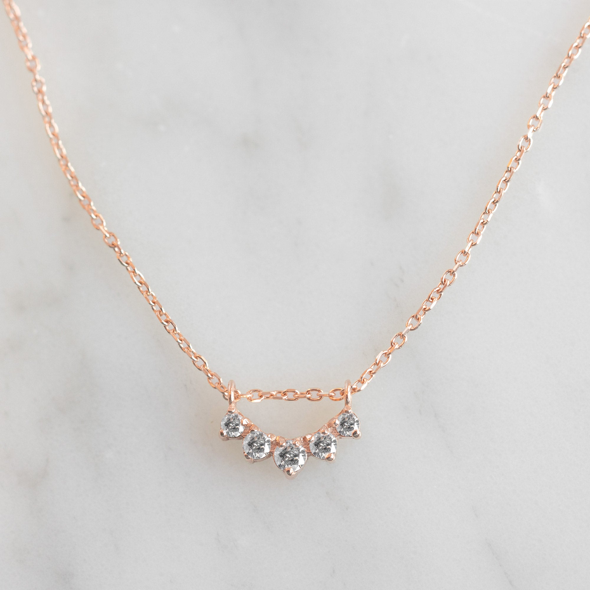 Custom Salt and Pepper Diamond Sunburst Necklace | 10K Rose Gold