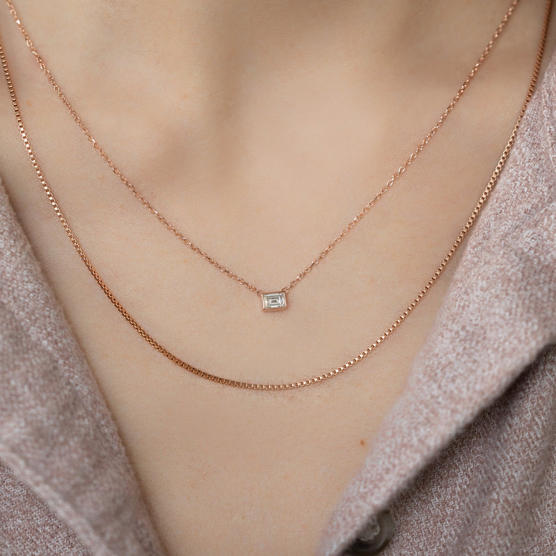 One of a Kind Geometric White Diamond Necklace | 10K Gold