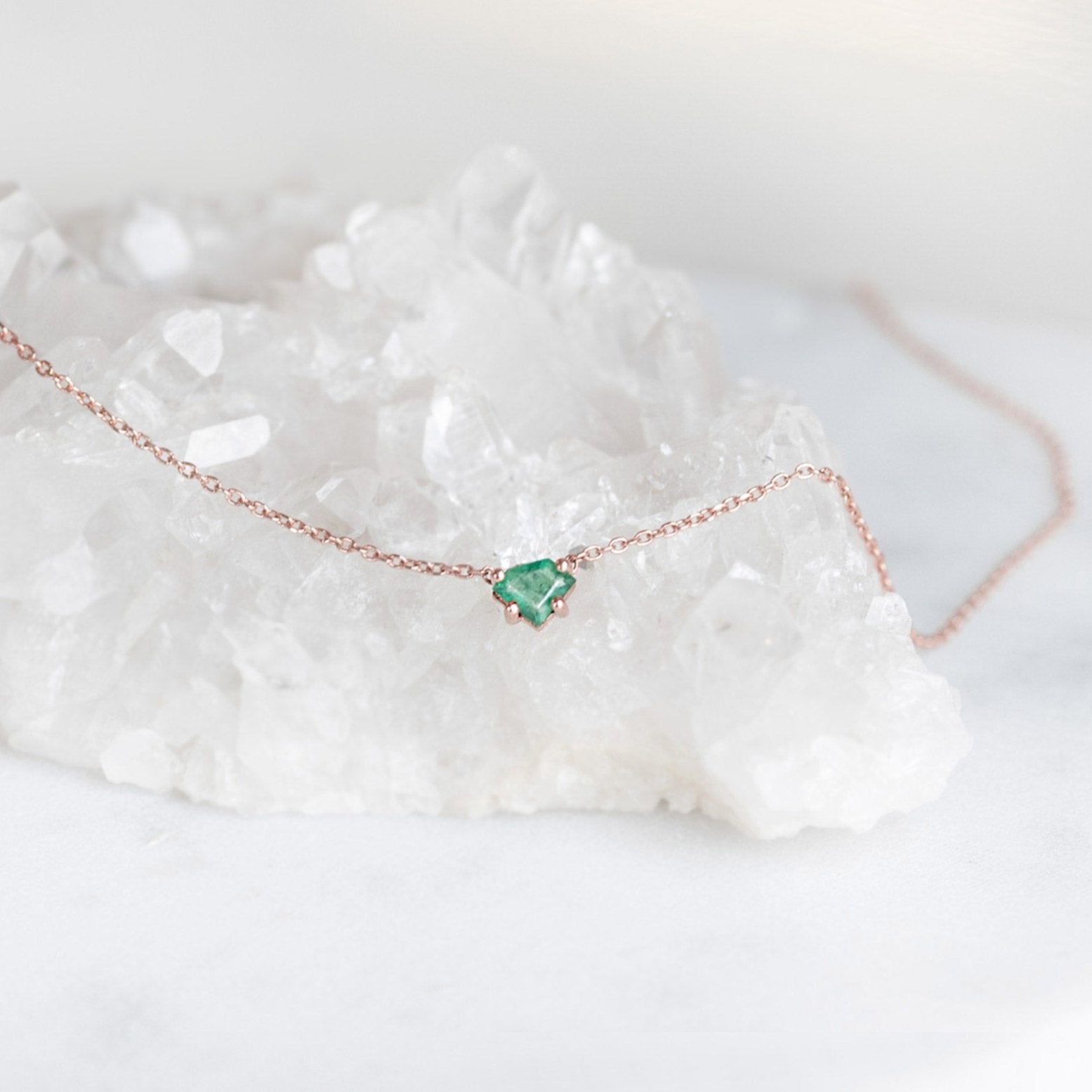 The Geometric Emerald Necklace | 10K Rose Gold