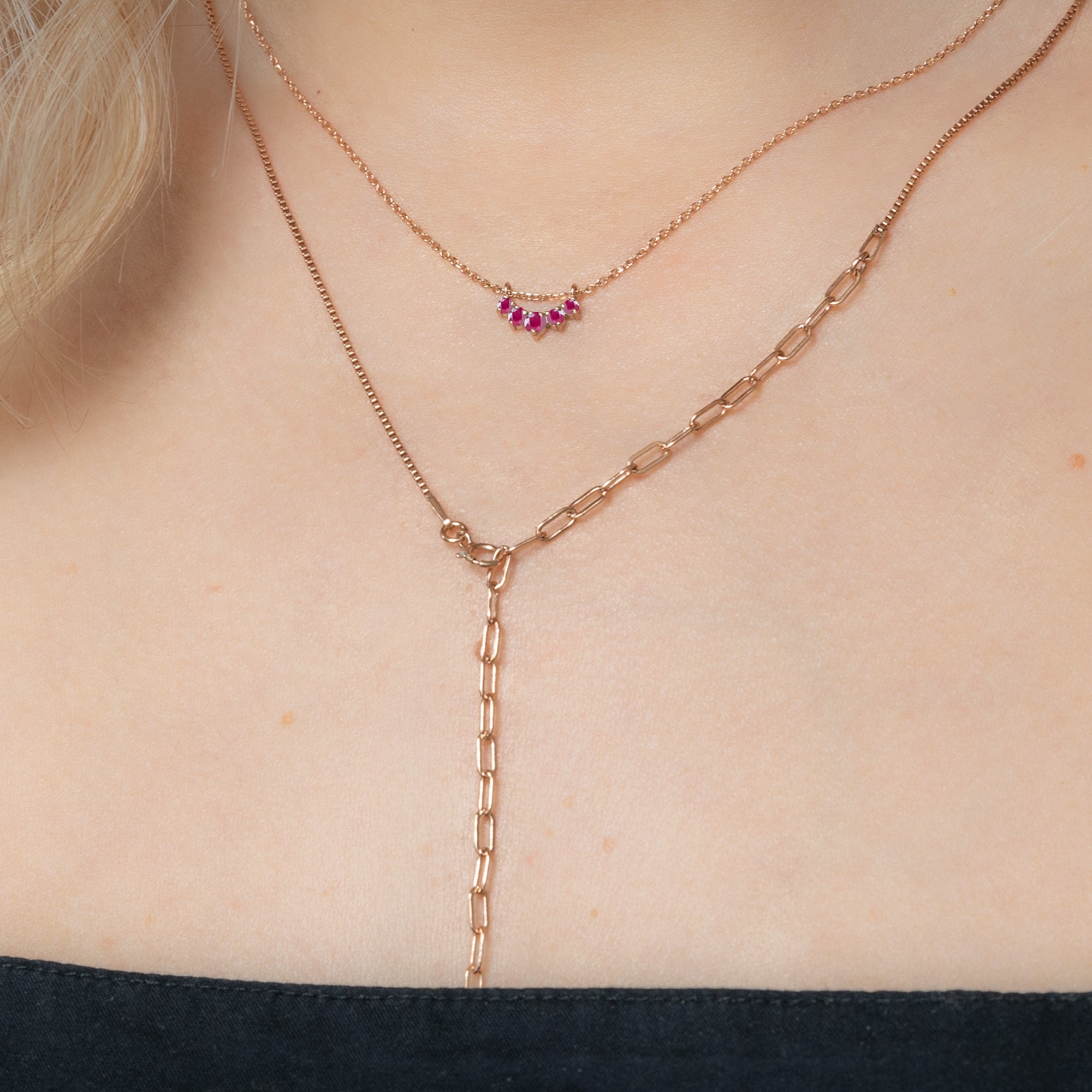 Custom Ruby Gemstone Sunburst Necklace | 10K Rose Gold