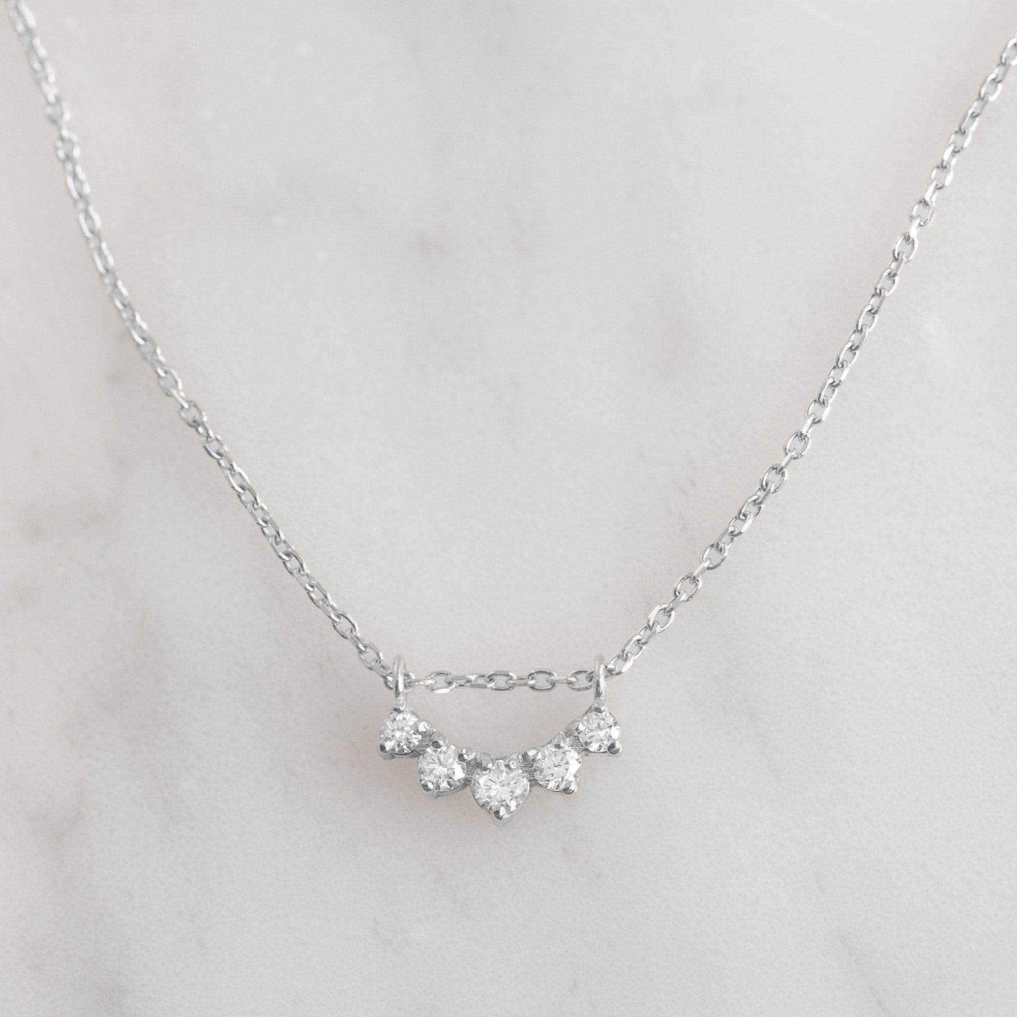 Custom White Diamond Sunburst Necklace | 10K White Gold