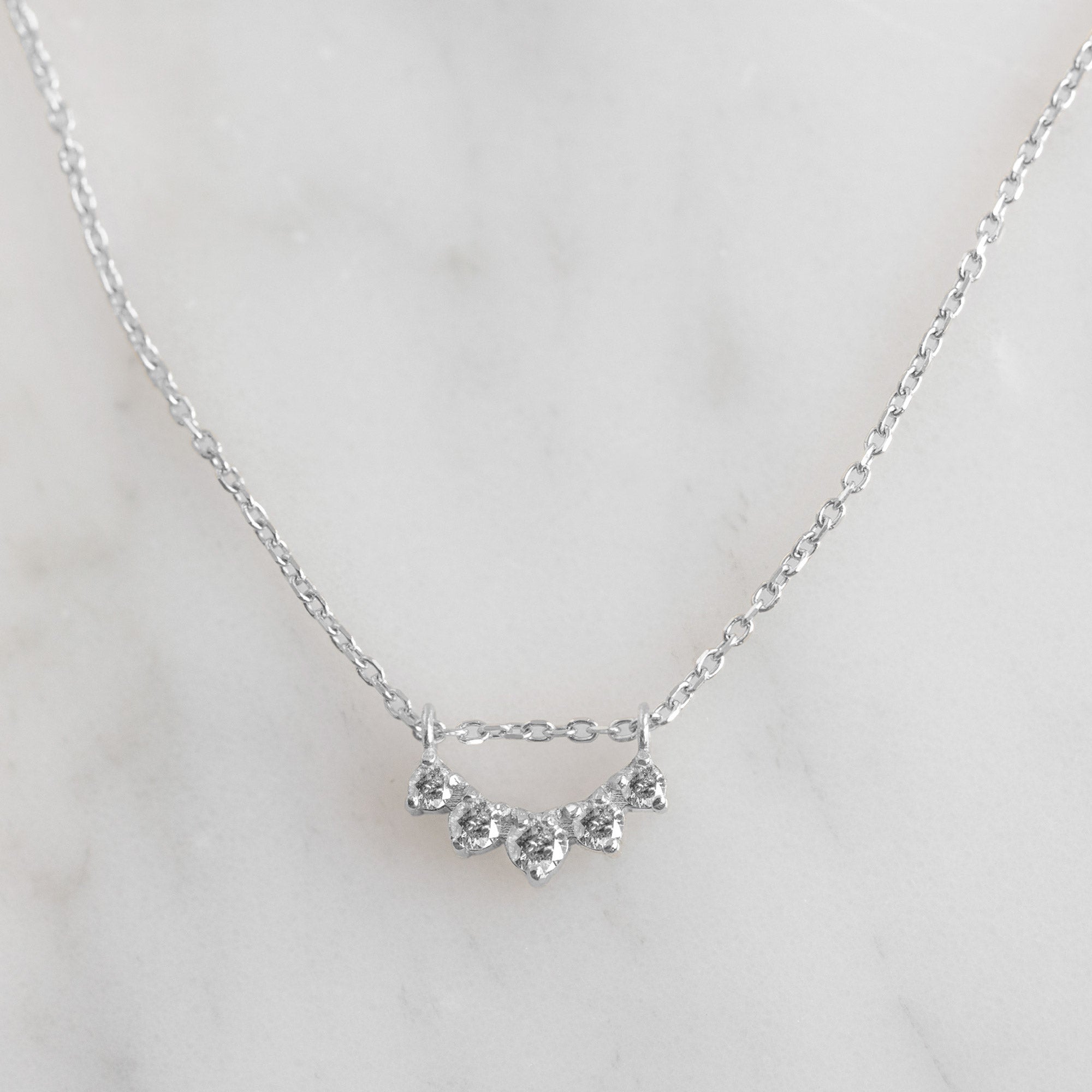 Custom Salt and Pepper Diamond Sunburst Necklace | 10K White Gold