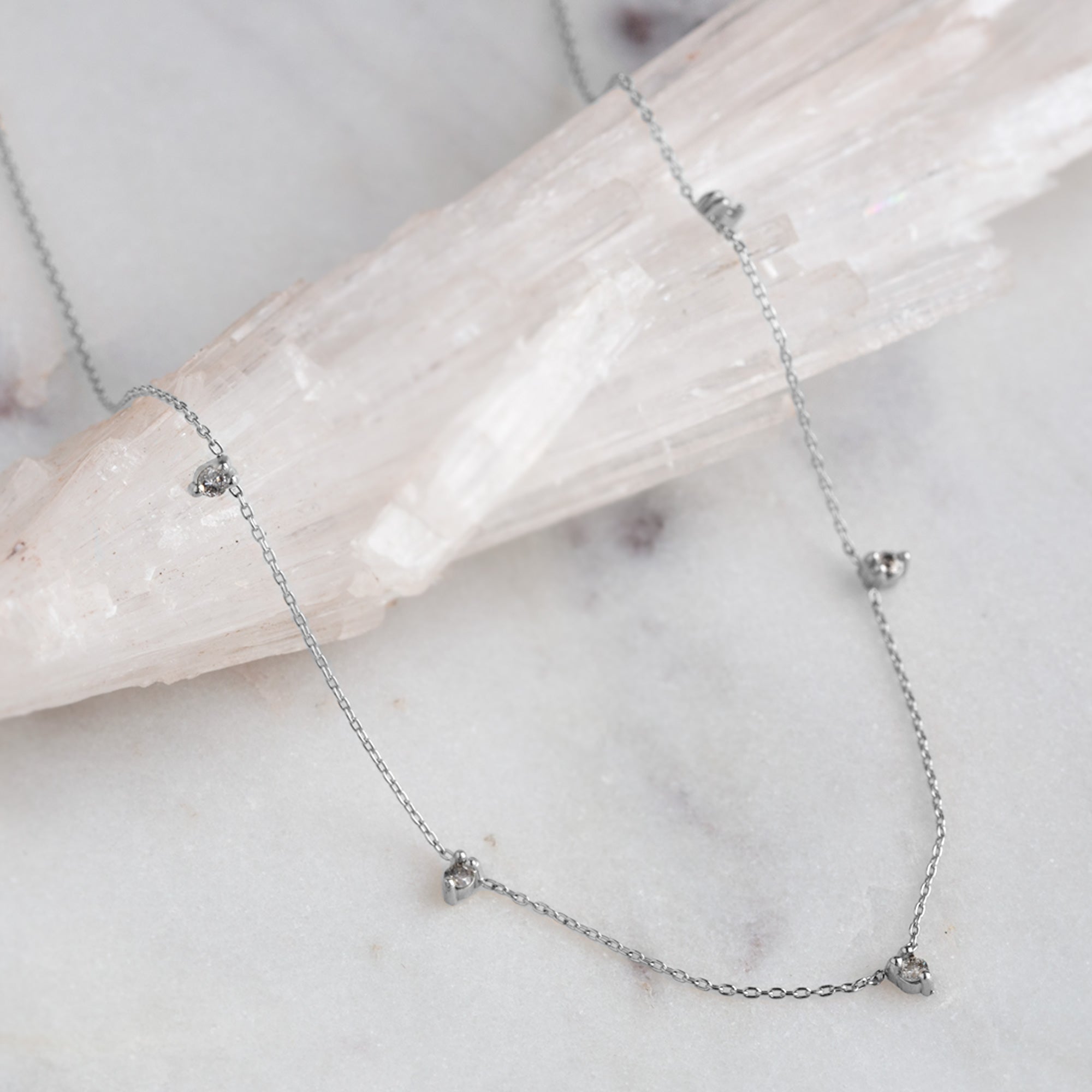 The Diamond Sunburst Necklace | 10K White Gold