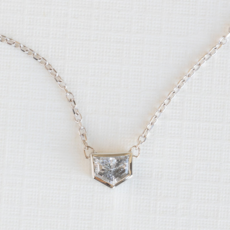 One of a Kind Geometric White Diamond Necklace | 10K Gold