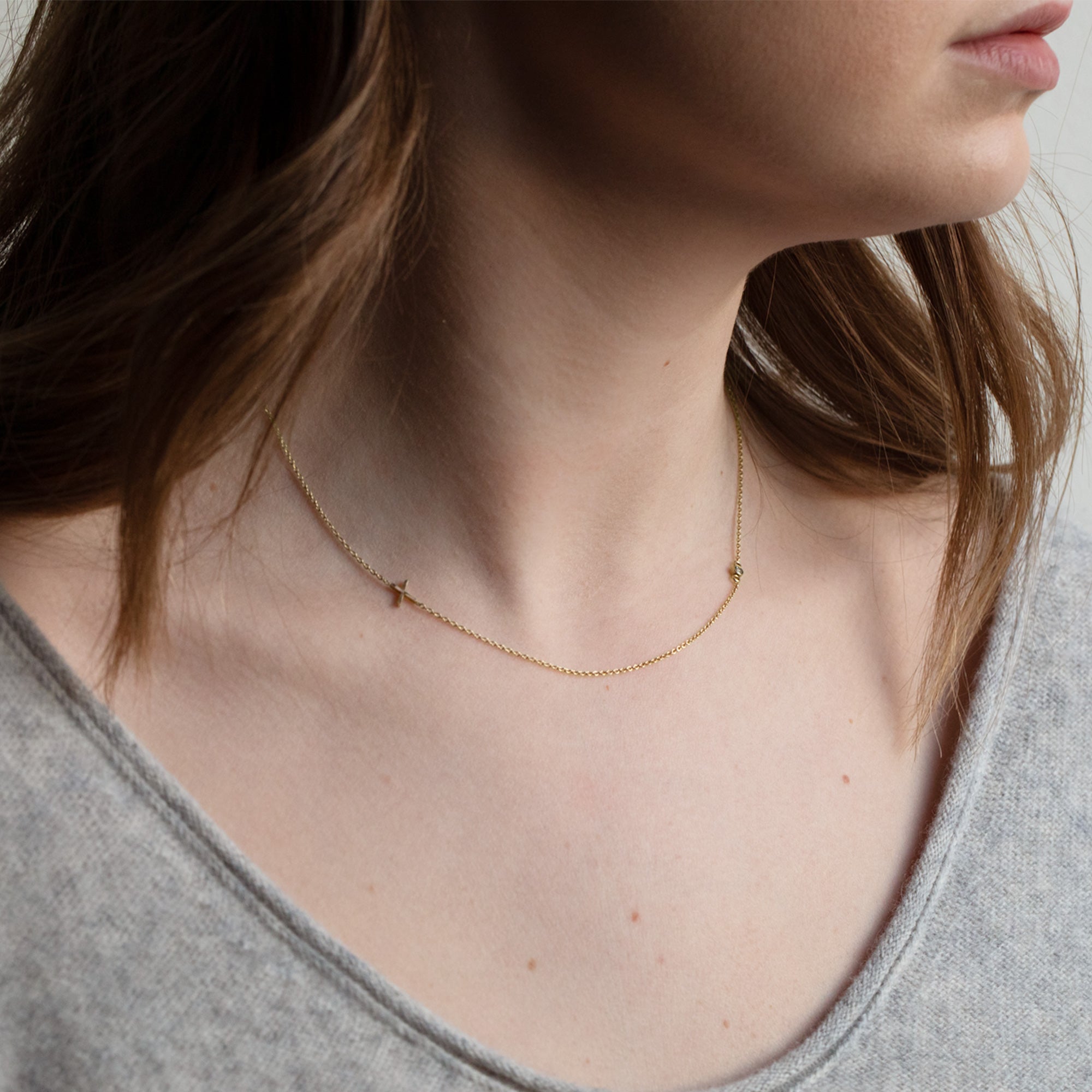 The XO' Salt and Pepper Diamond Necklace | 14K Yellow Gold