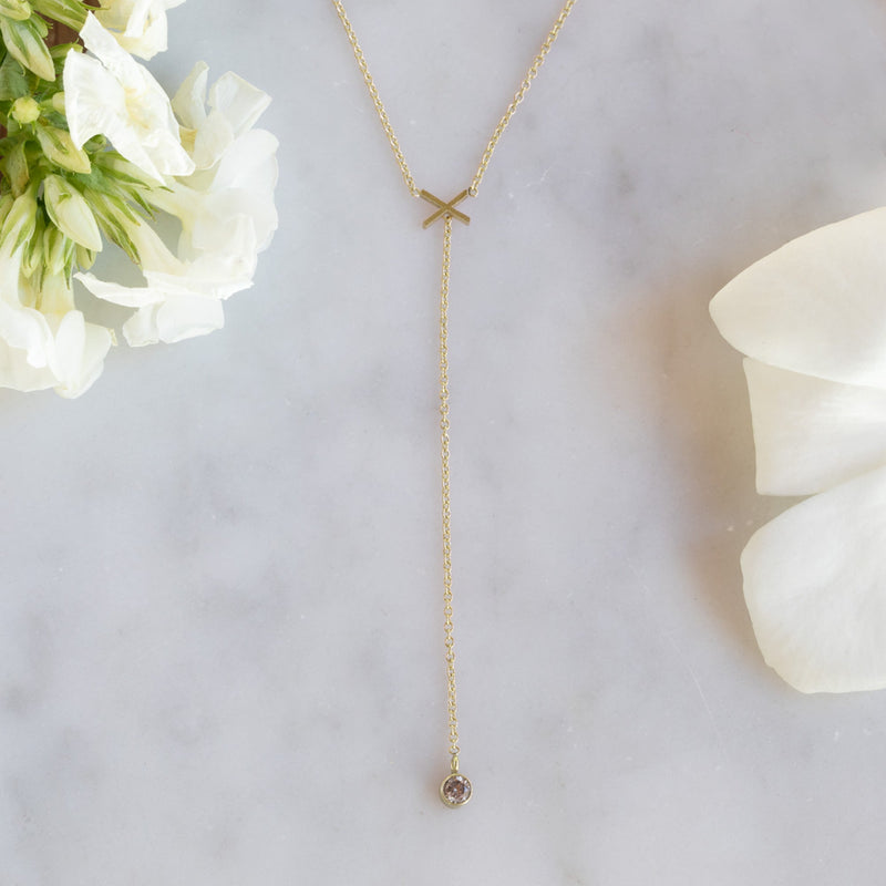 The XO' Lariat Necklace | 14K Yellow Gold