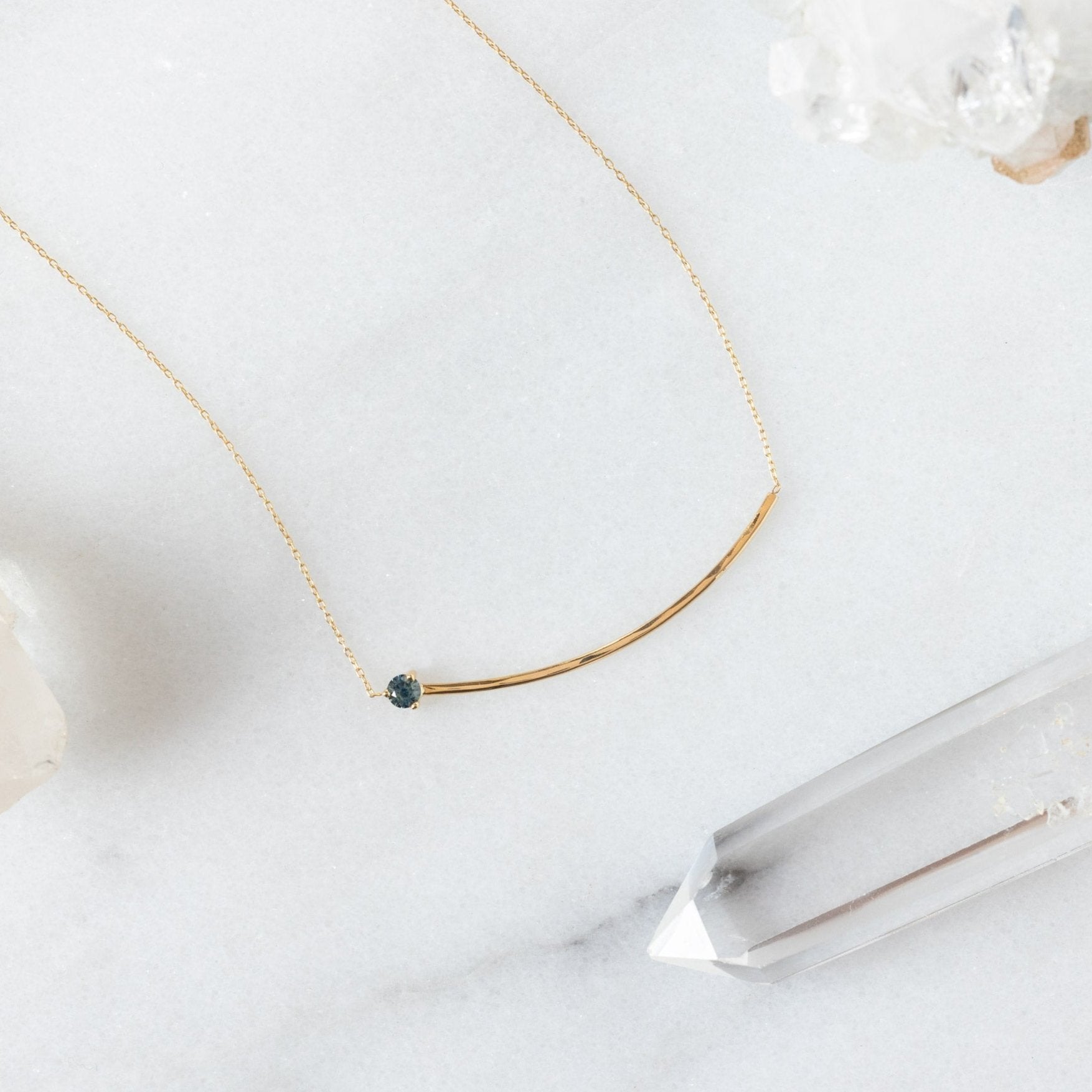 The Blue Montana Sapphire Gemstone Arc Necklace | 14K Yellow Gold