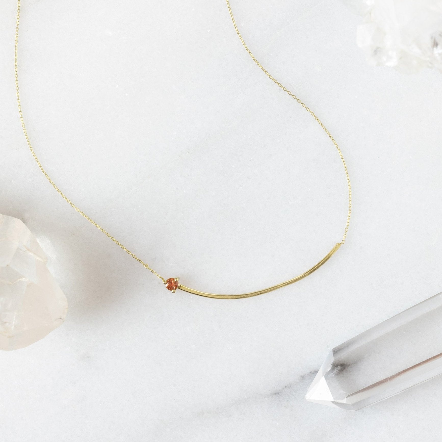 The Sunstone Gemstone Arc Necklace | 14K Yellow Gold