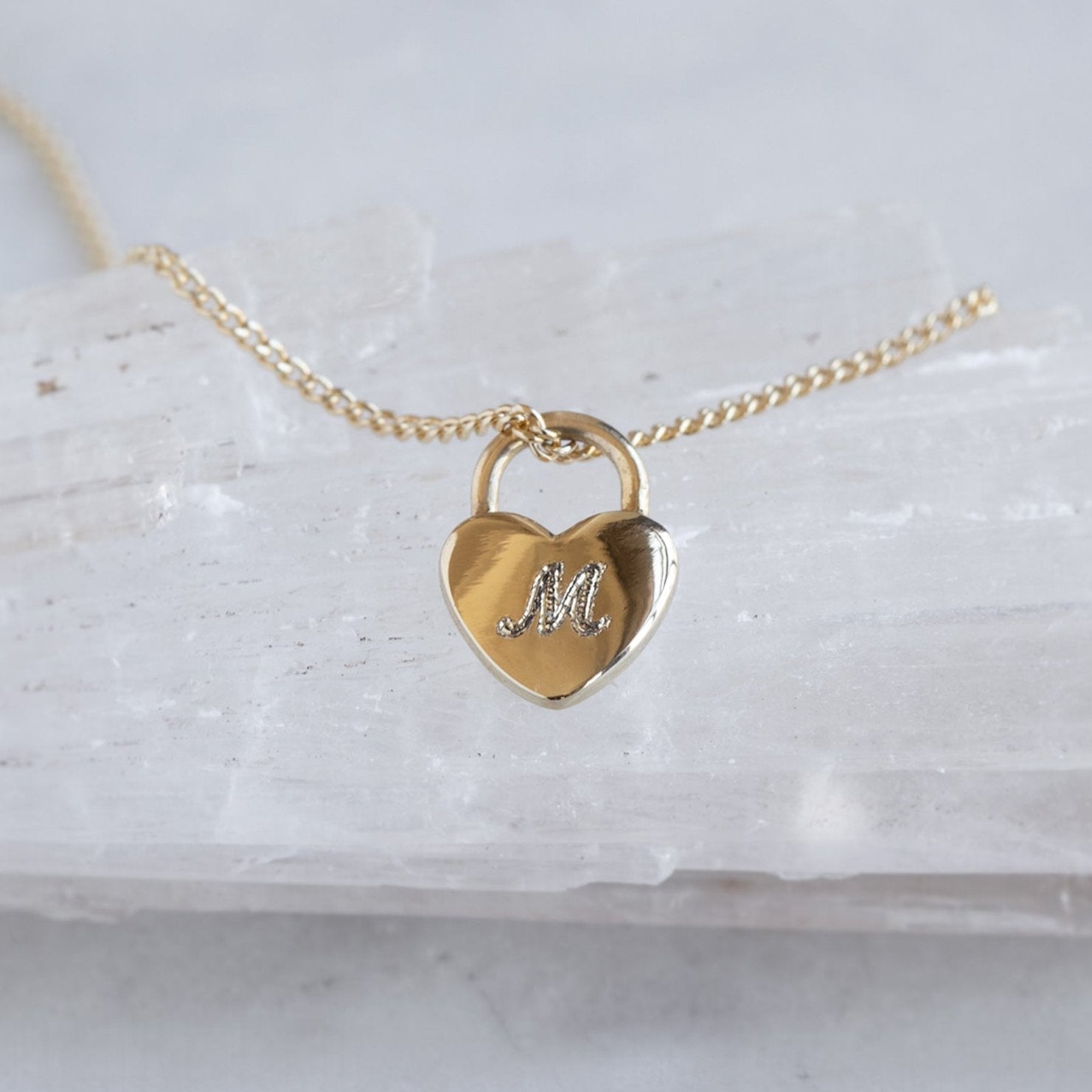 The Personalized Heart Lock Necklace | 14K Yellow Gold