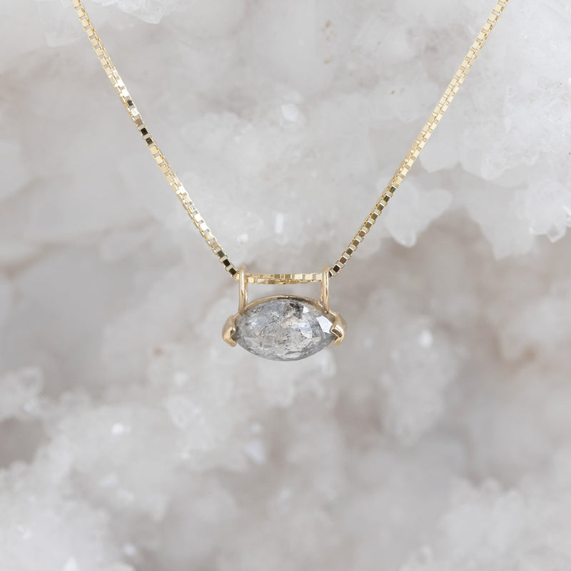 The Salt and Pepper Diamond Eye Necklace | 14K Yellow Gold