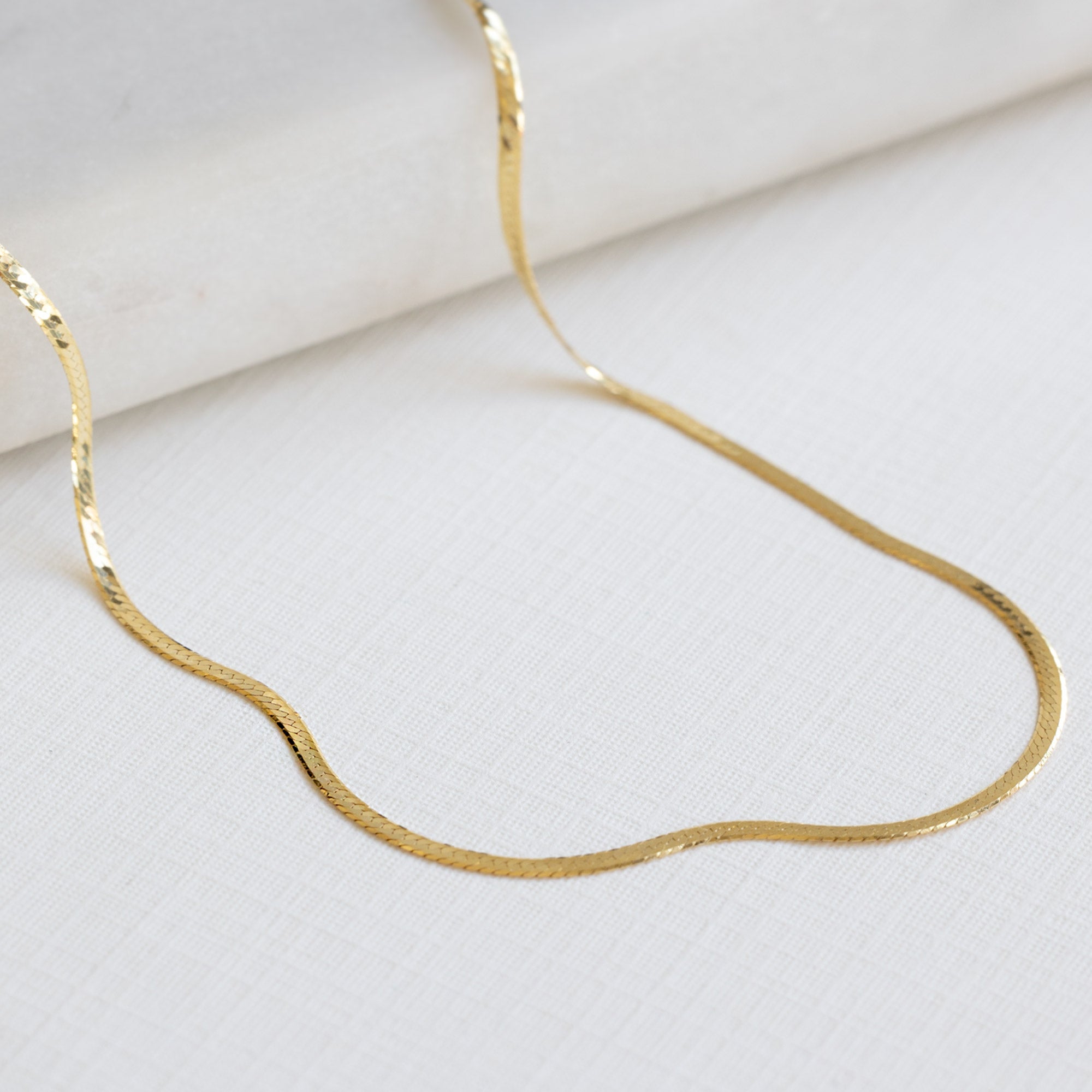 The Herringbone Chain Necklace | 14K Yellow Gold