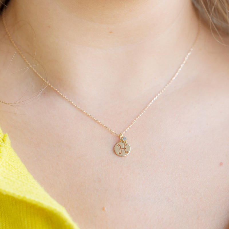 The Custom Zodiac Birthstone Charm Necklace | 14K Yellow Gold