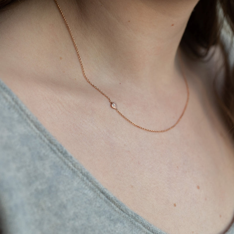 The Sweetheart White Diamond Necklace | 14K Rose Gold