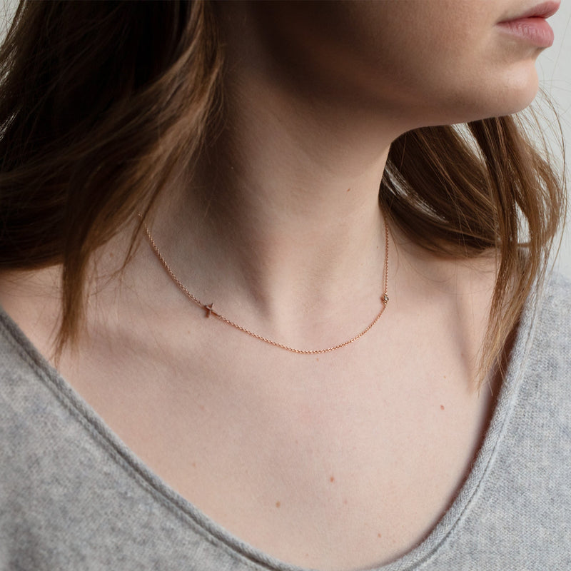 The XO' Salt and Pepper Diamond Necklace | 14K Rose Gold