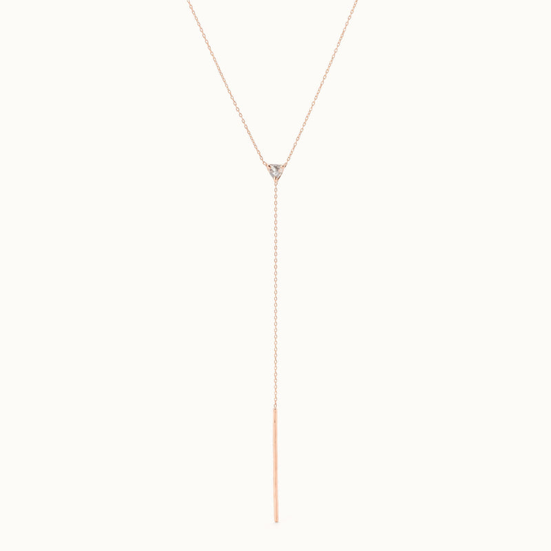 The Trillion Salt and Pepper Diamond Lariat Necklace | 14K Rose Gold