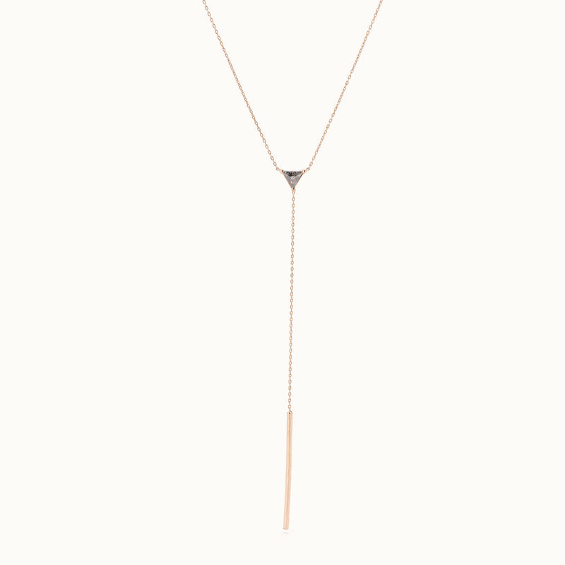 The Trillion Black Diamond Lariat Necklace | 14K Rose Gold