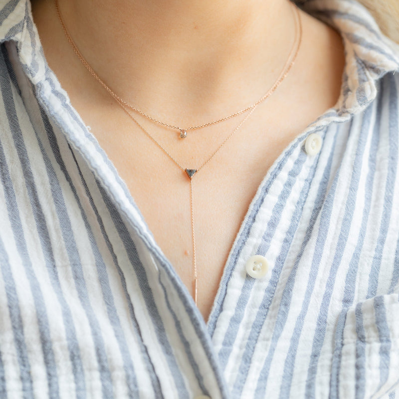 buy:the-simple-champagne-diamond-briolette-necklace-rose-gold-filled,the-trillion-black-diamond-lariat-necklace-14k-rose-gold