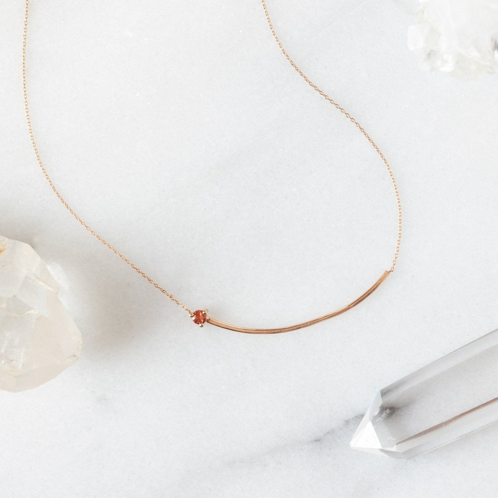 The Sunstone Gemstone Arc Necklace | 14K Rose Gold