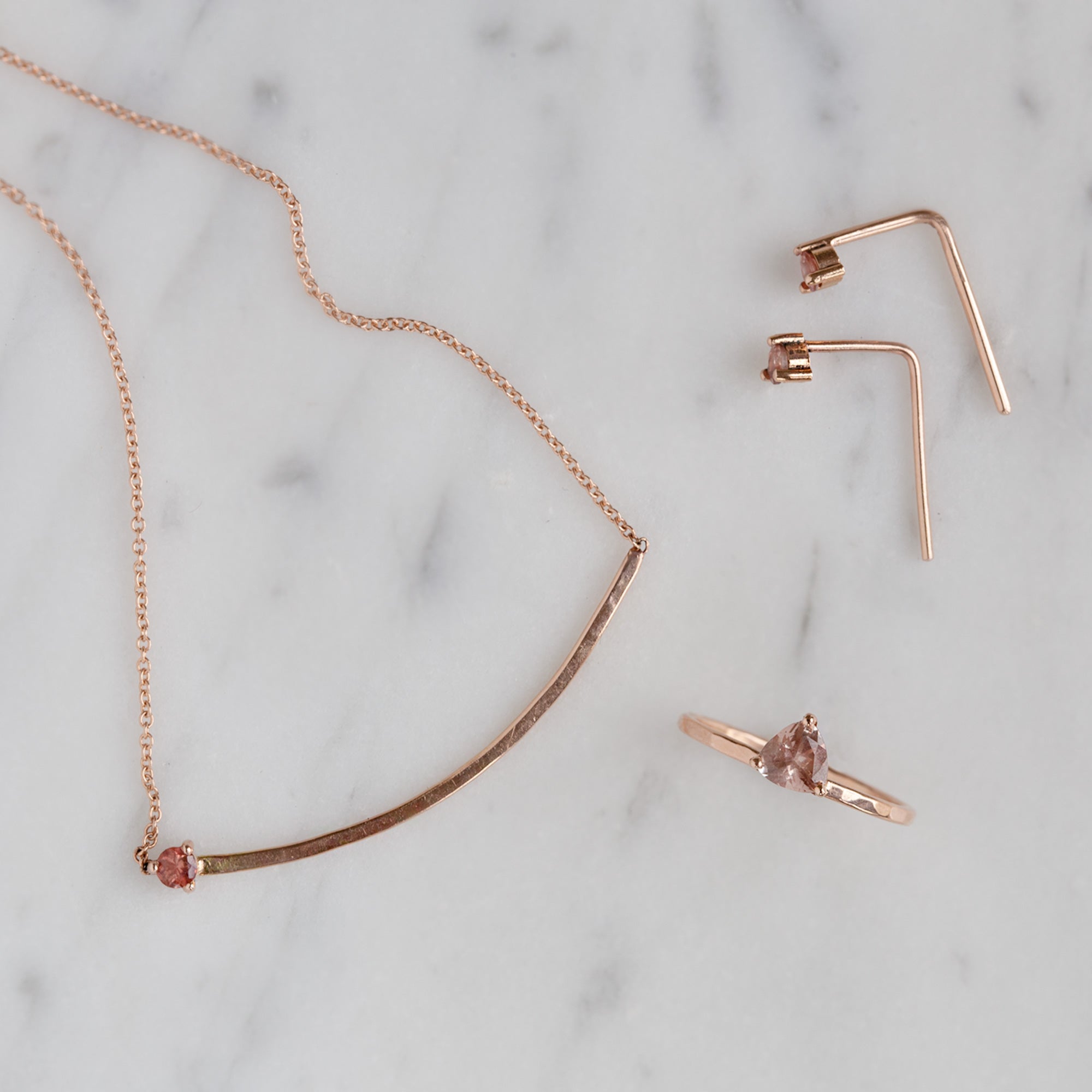 The Sunstone Gemstone Arc Necklace | 14K Rose Gold