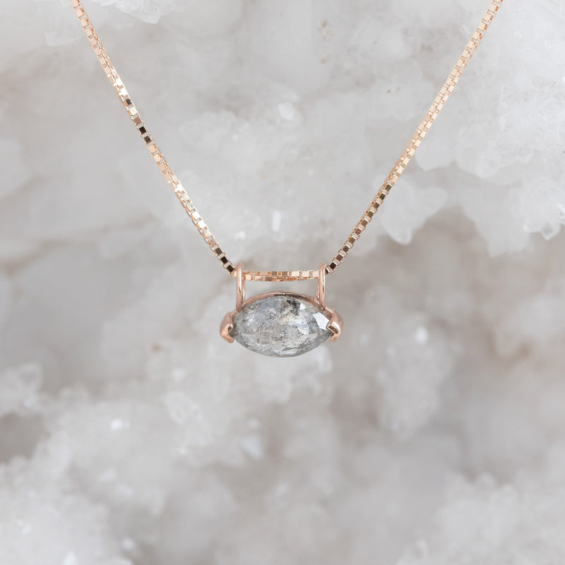 The Salt and Pepper Diamond Eye Necklace | 14K Rose Gold