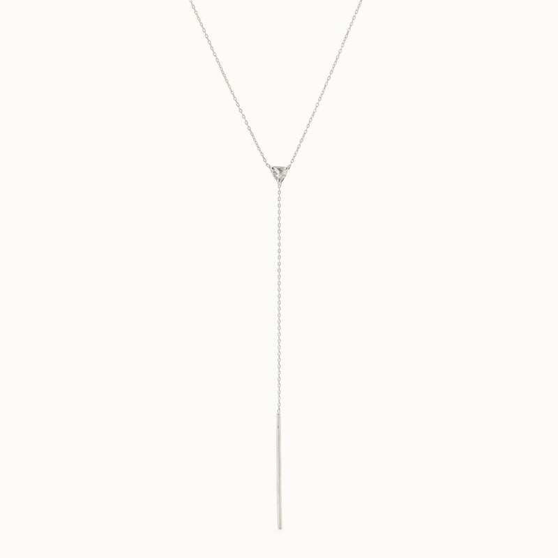 The Trillion Salt and Pepper Diamond Lariat Necklace | 14K White Gold