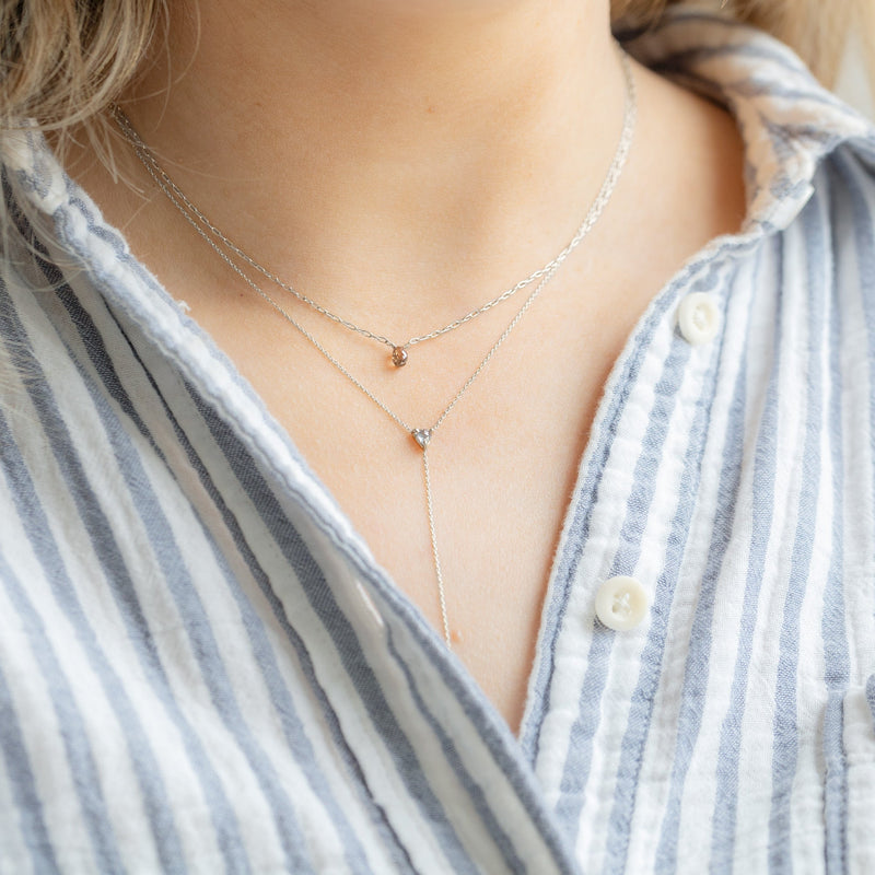 The Trillion Salt and Pepper Diamond Lariat Necklace | 14K White Gold