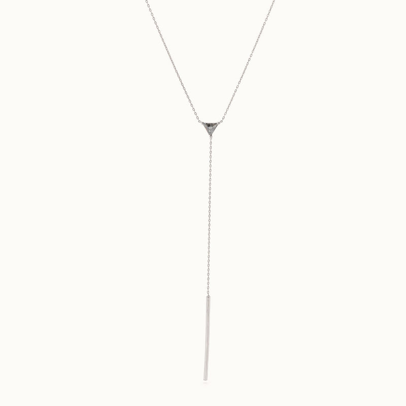 The Trillion Black Diamond Lariat Necklace | 14K White Gold