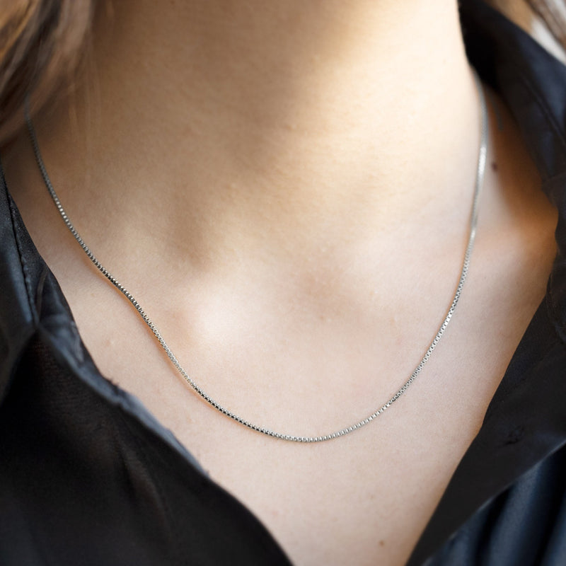 The Box Chain Necklace | 14K White Gold