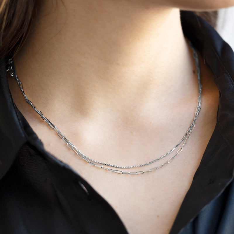 The Box Chain Necklace | 14K White Gold