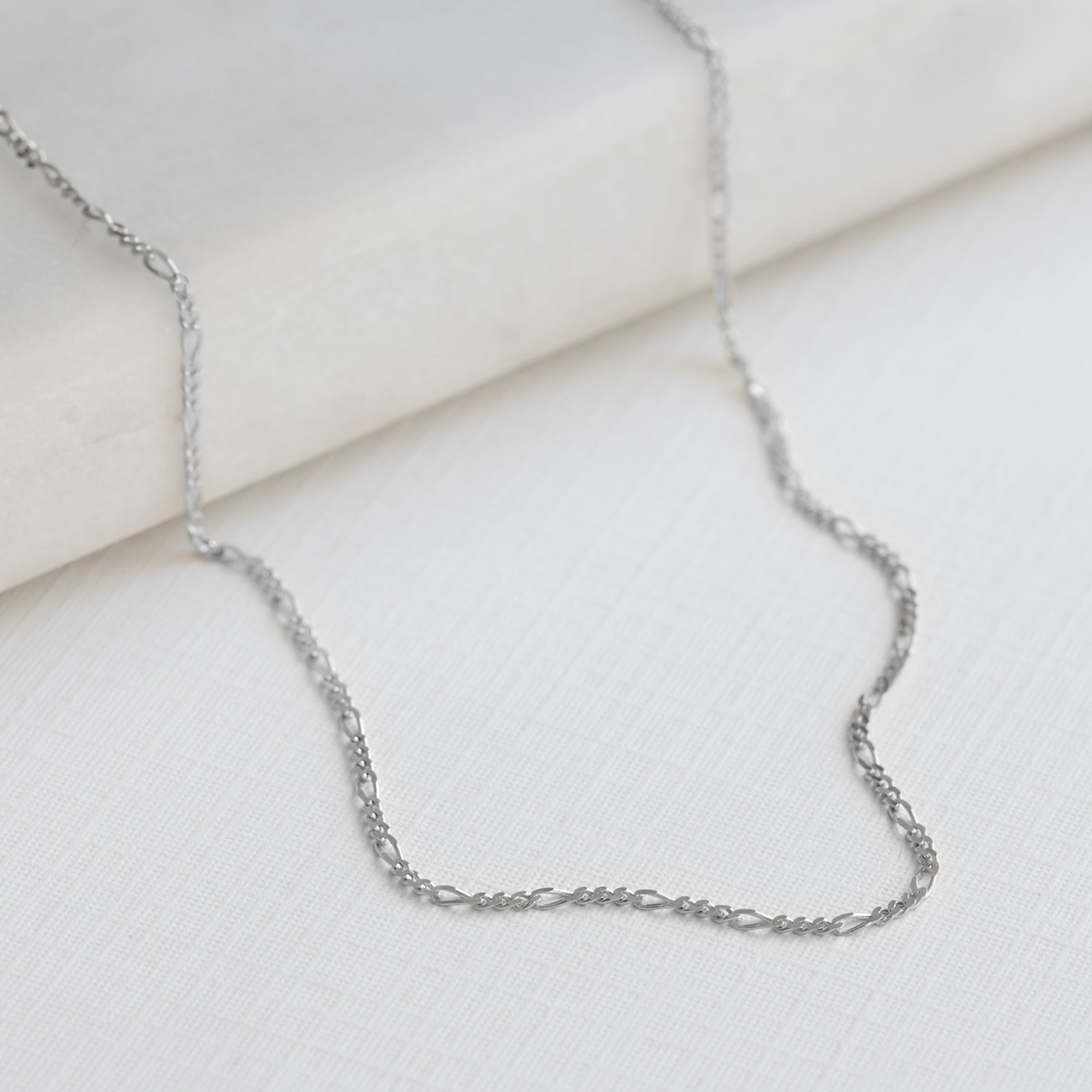 The Figaro Chain Necklace | 14K White Gold