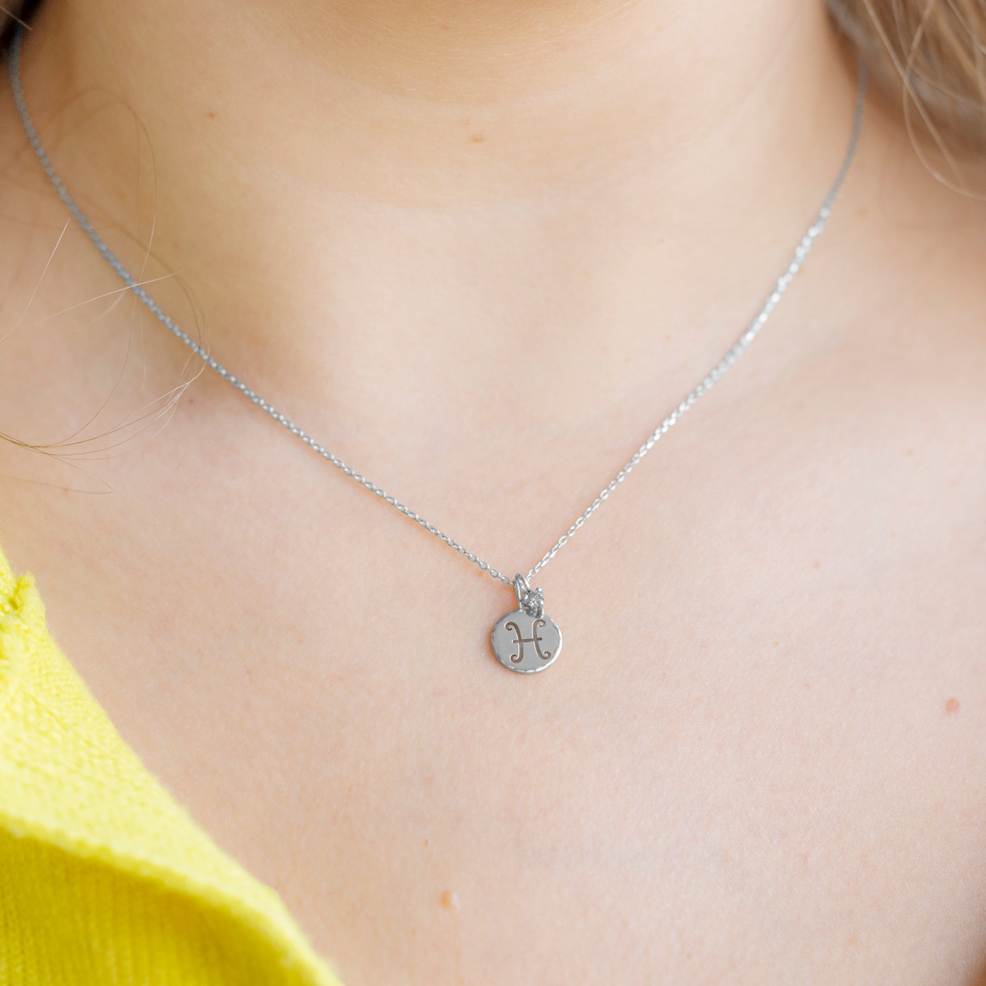 The Custom Zodiac Birthstone Charm Necklace | 14K White Gold