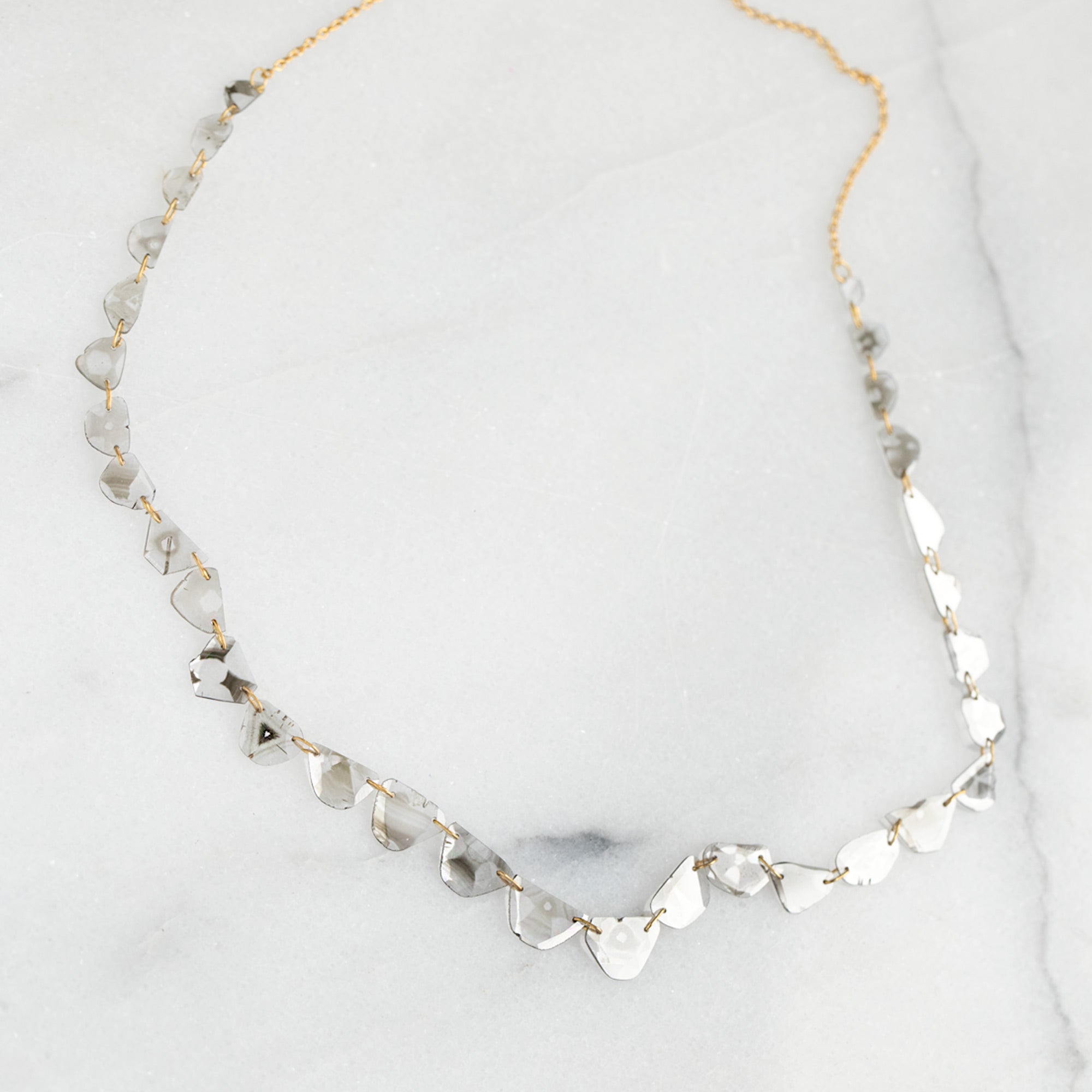 Custom 2.8ct Salt and Pepper Diamond Slice Pennant Necklace | 18K Yellow Gold
on marble tray