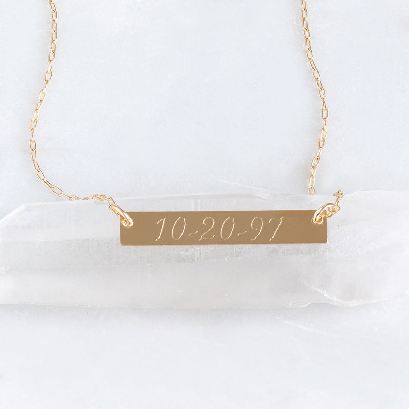 The Personalized Save the Date / Nameplate Necklace | Yellow Gold Filled