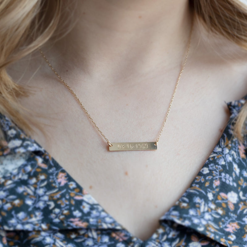 The Personalized Save the Date / Nameplate Necklace | Yellow Gold Filled