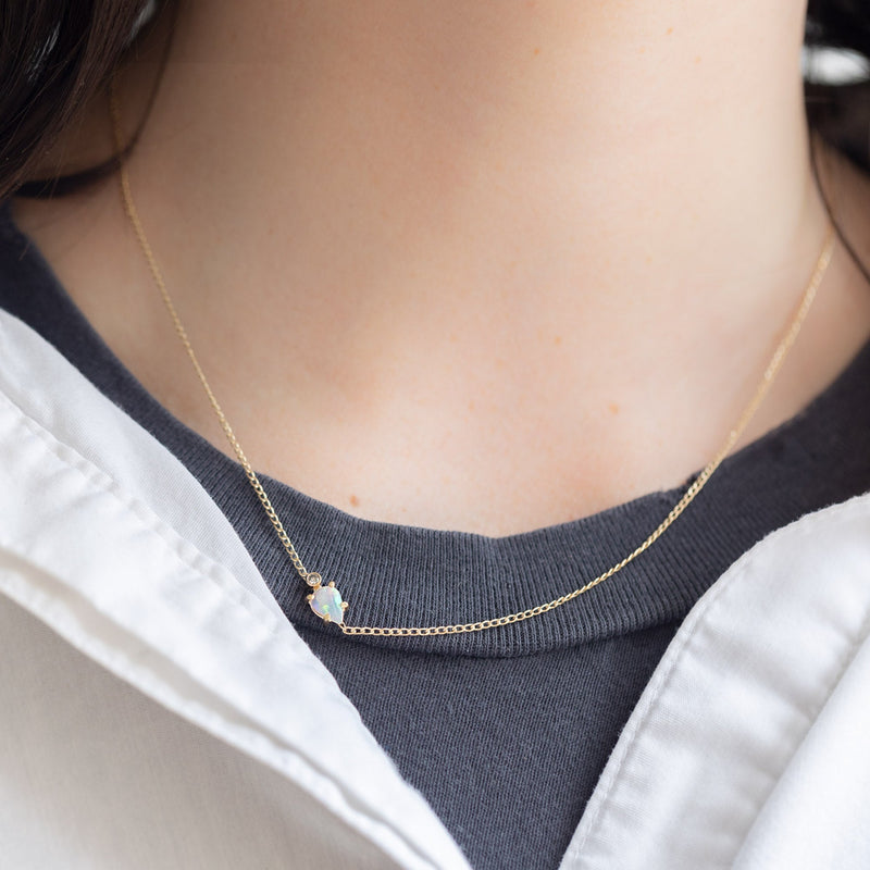 The Asymmetrical Opal + Diamond Necklace | Gold Filled